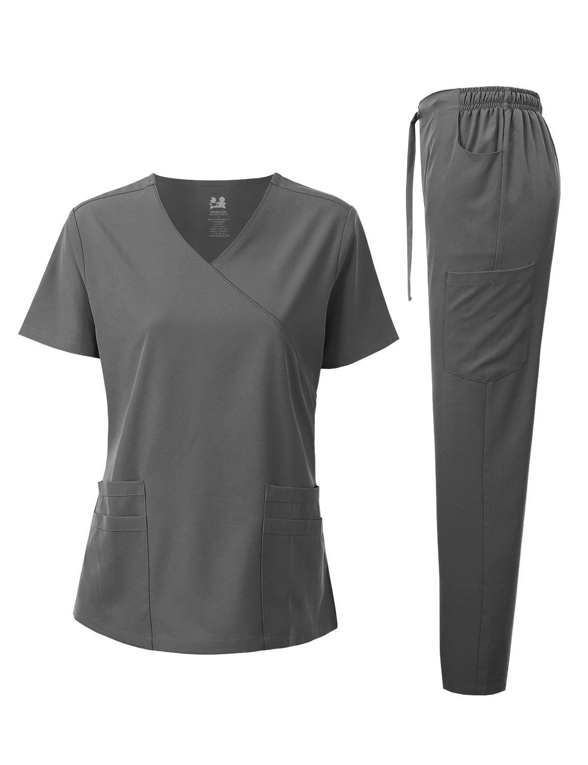 4-WAY STRETCH Y-NECK WRAP MEDICAL UNIFORM SET