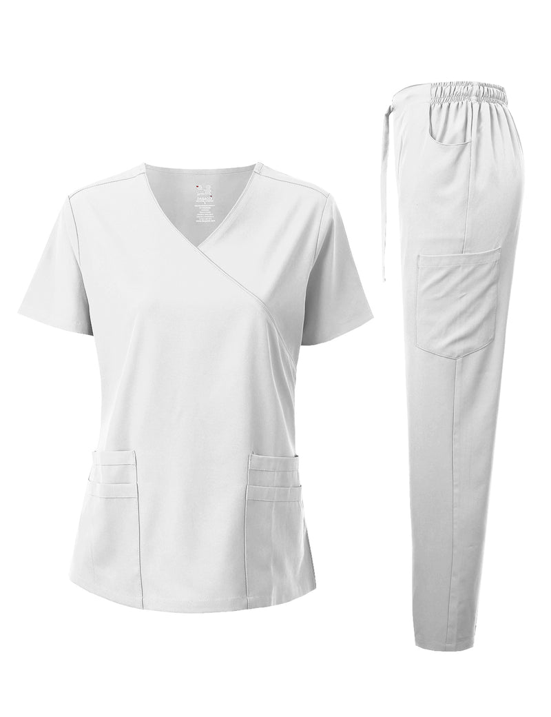 4-WAY STRETCH Y-NECK WRAP MEDICAL UNIFORM SET