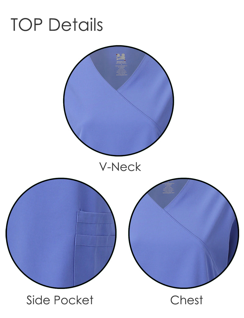 4-WAY STRETCH Y-NECK WRAP MEDICAL UNIFORM SET