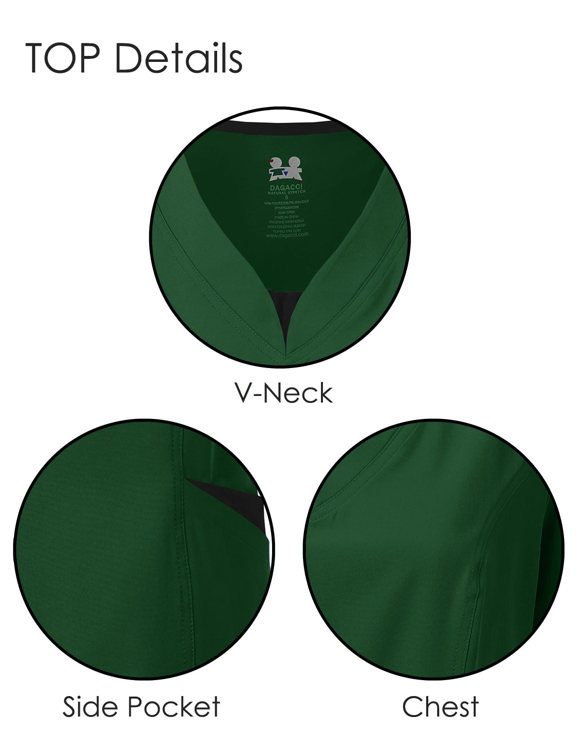 DAGACCI OFFICIAL 4-Way Stretch Split V-Neck Scrub Sets [FS2204]