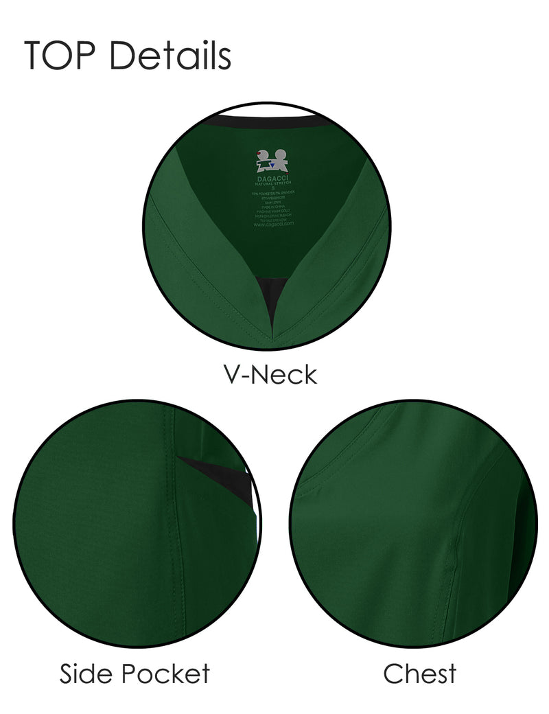 DAGACCI OFFICIAL 4-Way Stretch Split V-Neck Scrub Sets [FS2204]