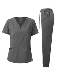 DAGACCI OFFICIAL 4-Way Stretch Split V-Neck Scrub Sets [FS2204]