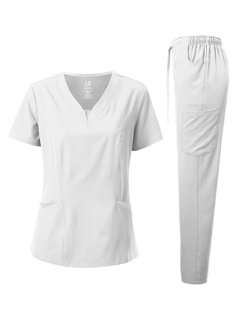 DAGACCI OFFICIAL 4-Way Stretch Split V-Neck Scrub Sets [FS2204]