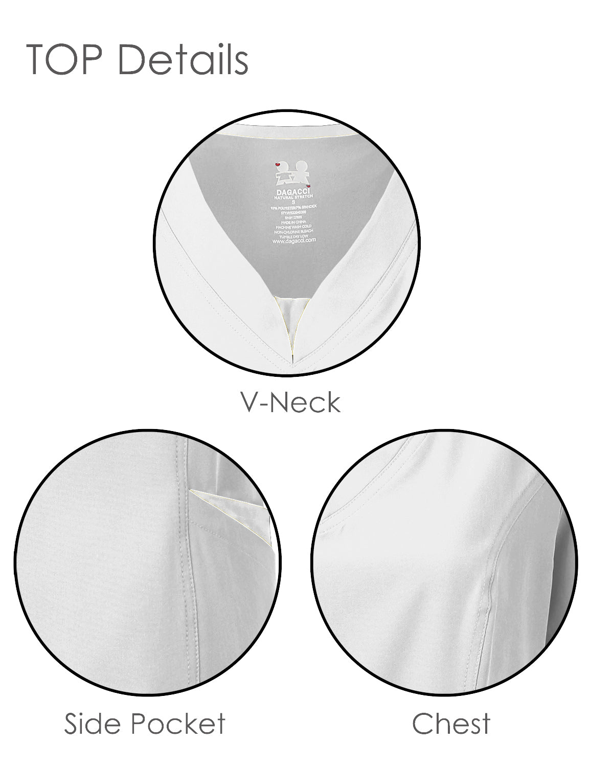 DAGACCI OFFICIAL 4-Way Stretch Split V-Neck Scrub Sets [FS2204]