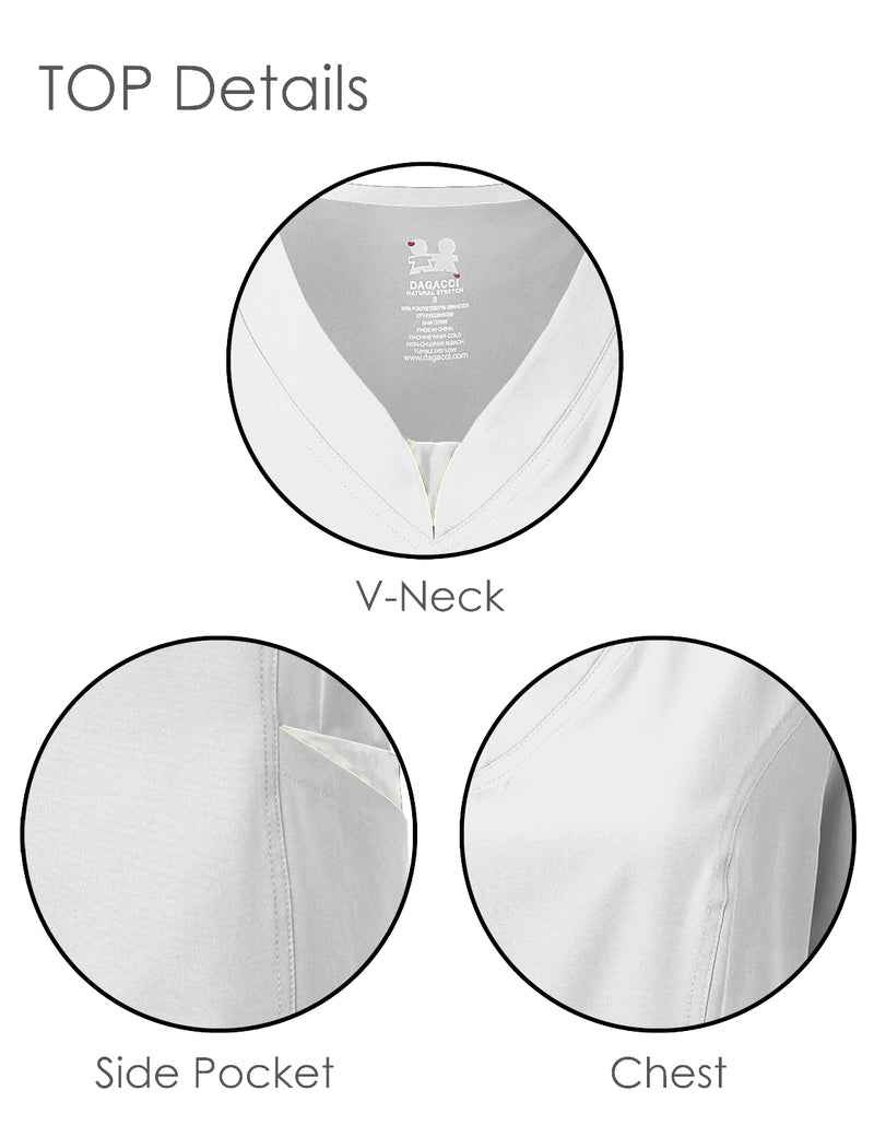 DAGACCI OFFICIAL 4-Way Stretch Split V-Neck Scrub Sets [FS2204]