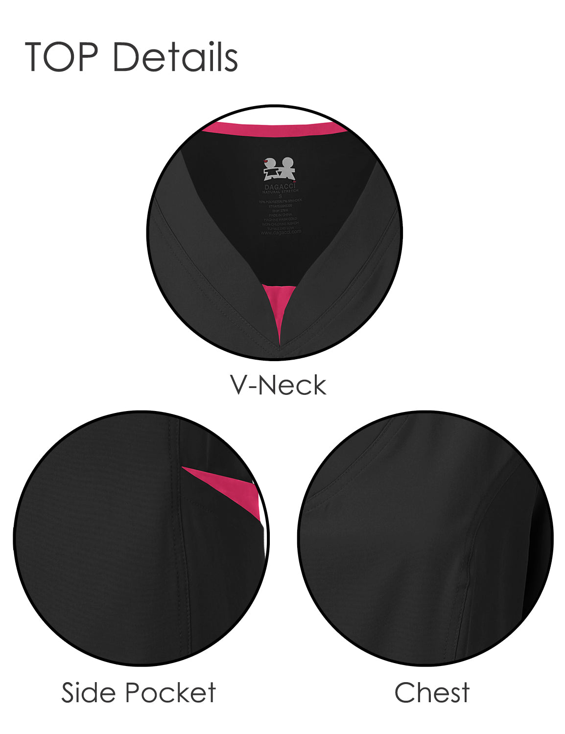 DAGACCI OFFICIAL 4-Way Stretch Split V-Neck Scrub Sets [FS2204]