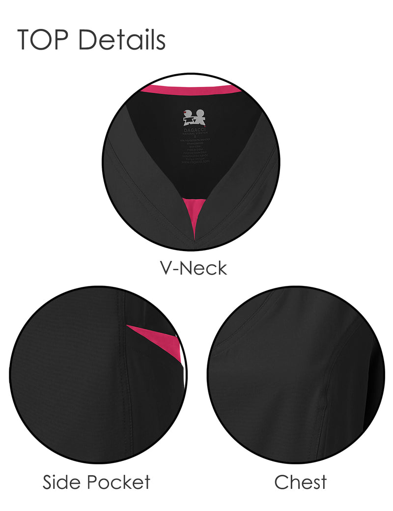 DAGACCI OFFICIAL 4-Way Stretch Split V-Neck Scrub Sets [FS2204]