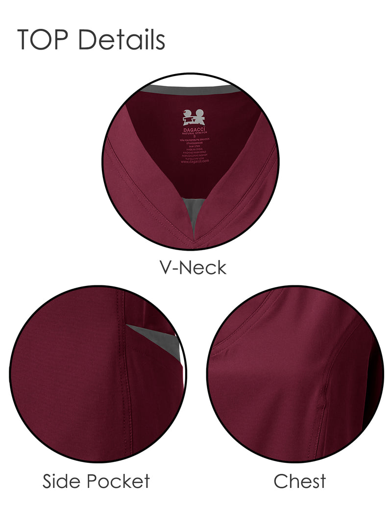 DAGACCI OFFICIAL 4-Way Stretch Split V-Neck Scrub Sets [FS2204]