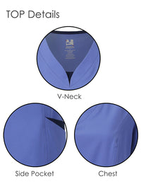 DAGACCI OFFICIAL 4-Way Stretch Split V-Neck Scrub Sets [FS2204]