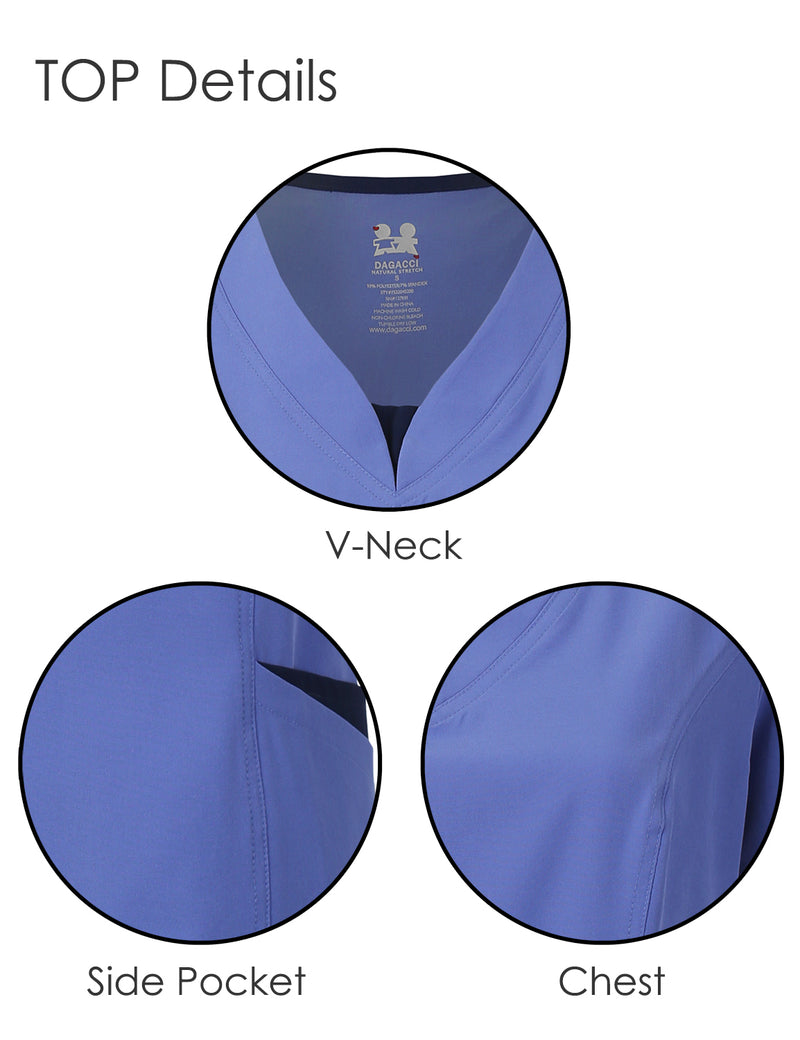 DAGACCI OFFICIAL 4-Way Stretch Split V-Neck Scrub Sets [FS2204]