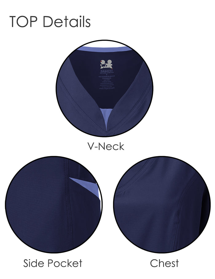 DAGACCI OFFICIAL 4-Way Stretch Split V-Neck Scrub Sets [FS2204]