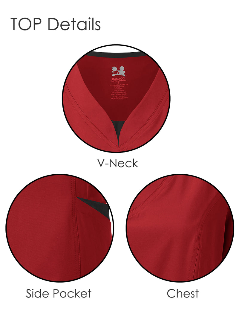 DAGACCI OFFICIAL 4-Way Stretch Split V-Neck Scrub Sets [FS2204]