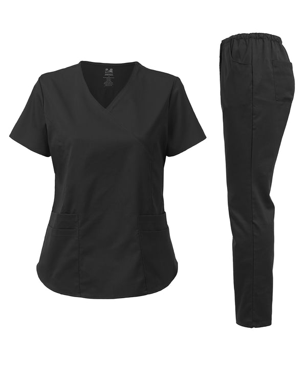 DAGACCI OFFICIAL Natural Stretch Women's Natural Y-Neck Scrub Sets