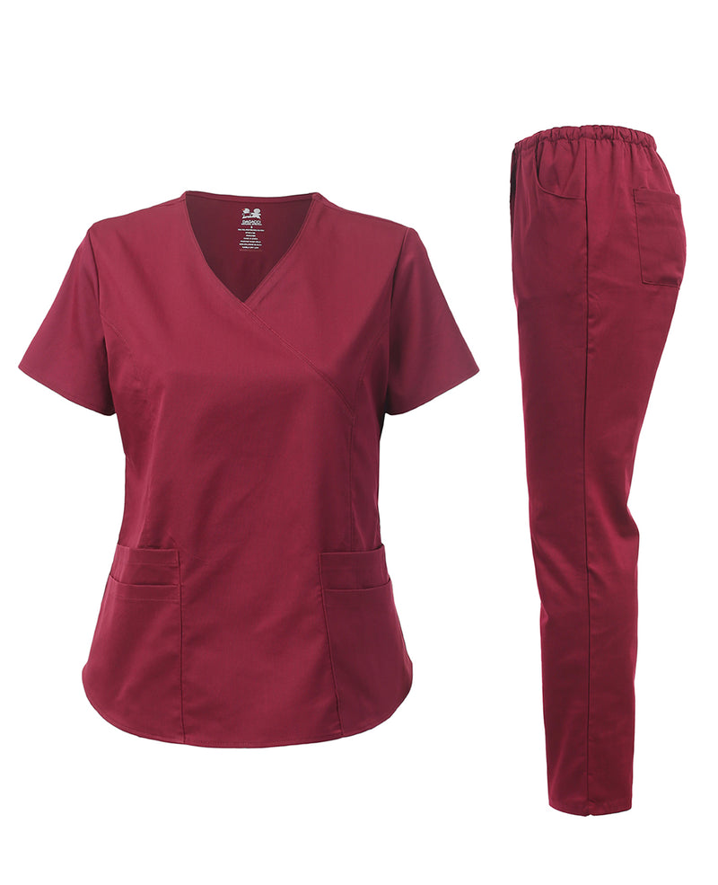 DAGACCI OFFICIAL Natural Stretch Women's Natural Y-Neck Scrub Sets