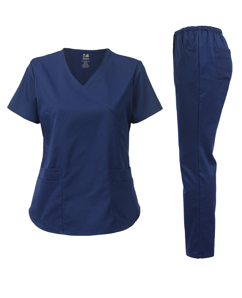 DAGACCI OFFICIAL Natural Stretch Women's Natural Y-Neck Scrub Sets