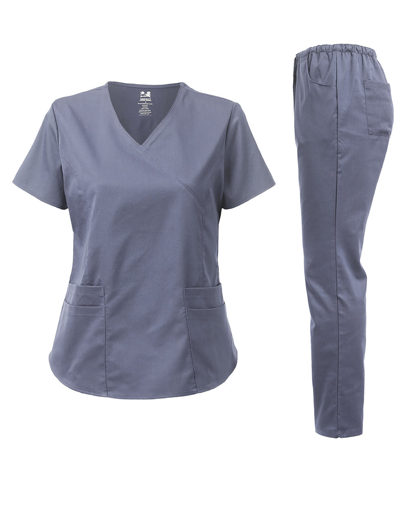 DAGACCI OFFICIAL Natural Stretch Women's Natural Y-Neck Scrub Sets