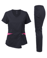 DAGACCI OFFICIAL Natural Stretch Women's Contrast Wrap Scrub Sets