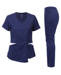 DAGACCI OFFICIAL Natural Stretch Women's Contrast Wrap Scrub Sets