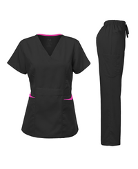 DAGACCI OFFICIAL Natural Stretch Women's Contrast Pocket Scrub Sets [NS2151]