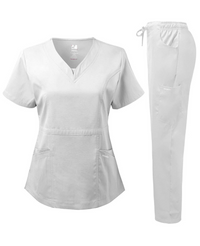 DAGACCI OFFICIAL Natural Stretch Women's V-Neck Contrast Pocket Scrub Sets [NS2251]