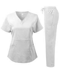 NATURAL STRETCH V-NECK CONTRAST NET POCKET SET